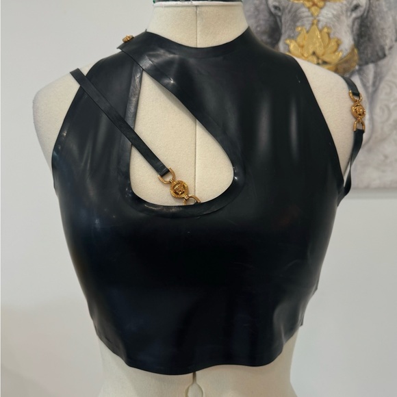 Versace Medusa Latex Crop Top, Black - Picture 7 of 14